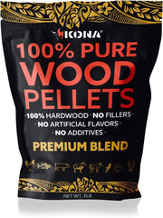 Kona front bag showing resealable packaging and clear label, ensures fresh pellets