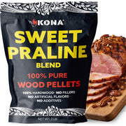 Kona front packaging showcasing sweet praline pecan flavor and convenience