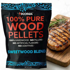 Kona front bag showing 2 lb resealable packaging and clear branding for convenience