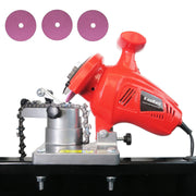 KonKell front view red sharpener showing controls and compact build benefit portability