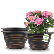 KPUVX front view of 3-pack 12 inch pots showing vintage look and easy placement