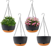 KPUVX front view of four black hanging pots showing modern styling and convenience