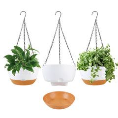 KPUVX front view of white hanging planter showing clean modern styling and space for plants