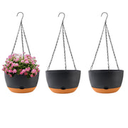 KPUVX front view of three black hanging baskets showing sleek style and space-saving benefit