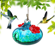 KRISININE front view glass feeder showing bright ports and hanging hook for easy attraction