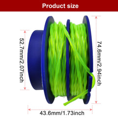 Kudoosen three spools beside a tape measure for scale, illustrates 20ft line length and value pack