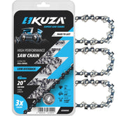 KUZA front packaging showing three 20-inch chains and benefits