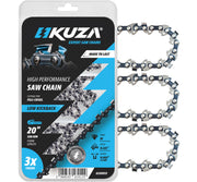 KUZA front view of three 20 inch chains showing packaging and value