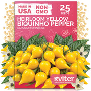 KVITER front-view of ripe yellow biquinho peppers showing bright color benefit