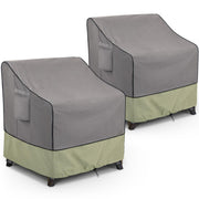 KylinLucky front view of two covered patio chairs showing full protection