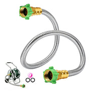 kytvl front packaging showing compact stainless steel leader hose and benefits