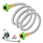 Kytvl front view of 5ft stainless steel hose, durable leader connection