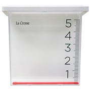 La Crosse Technology front view of rain gauge, clear readings benefit gardening