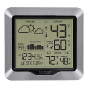 La Crosse Technology console front display showing forecast and time for quick weather glance