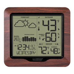 La Crosse Technology front console view showing readable forecast and readings
