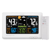 La Crosse Technology front display showing full-color forecast and readings, clear at-a-glance info