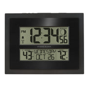 La Crosse Technology clock front display showing time and temperature for quick planning