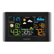 La Crosse Technology front color display showing forecast and temps for quick planning