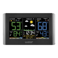 La Crosse Technology front display showing forecast icons and time for quick decisions