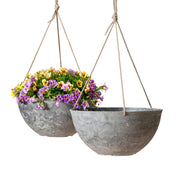 LA JOLIE MUSE front view of both 13-inch hanging planters showing versatile placement benefit