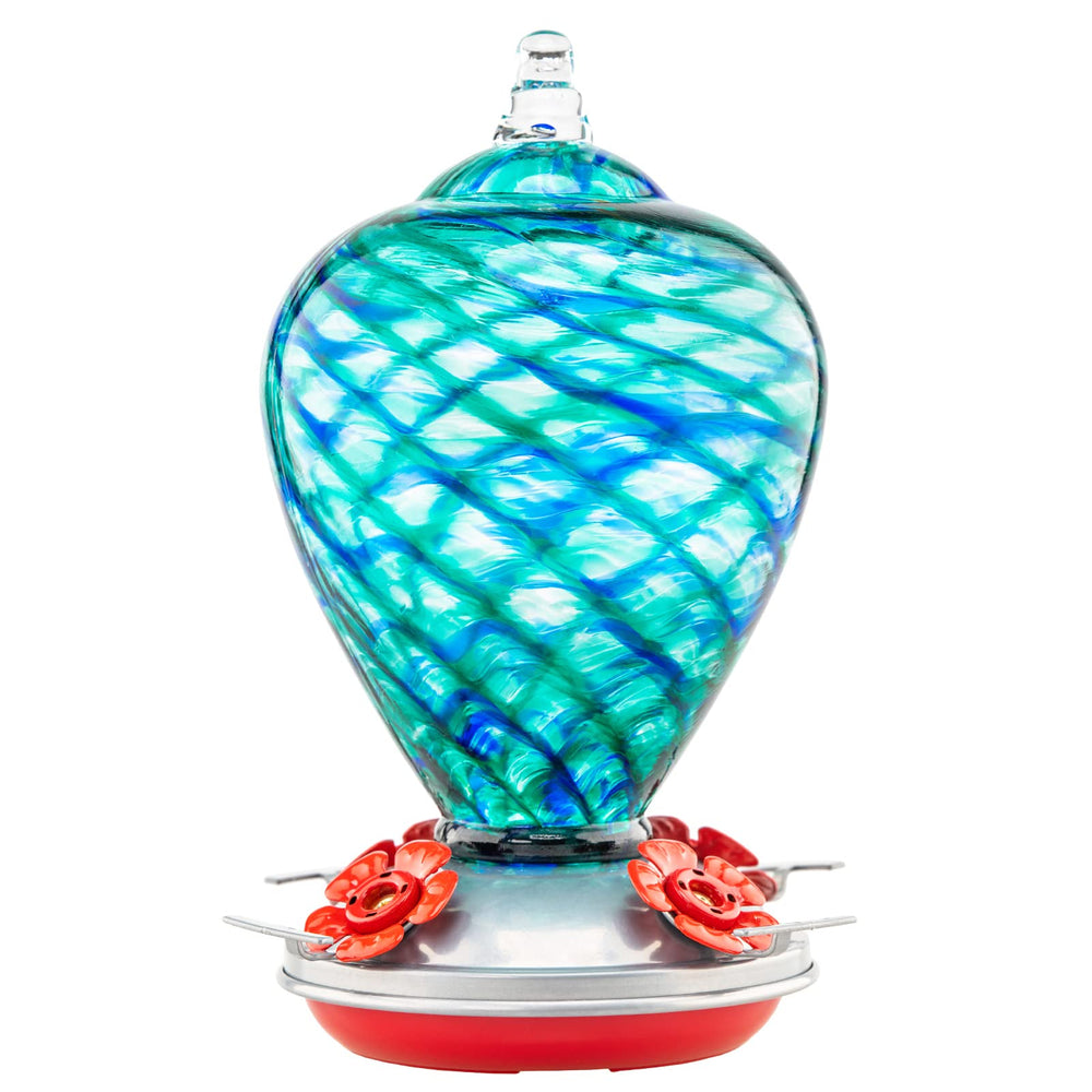 LaElvish Garden blue mermaid front view showing attractive hand-blown glass design and curb appeal