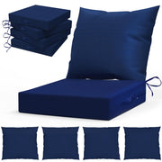 L'AGRATY front view of navy cushions showing neat fit and style