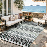 Lahome front view of 5x8ft waterproof outdoor rug showing whole mat and pattern, durable