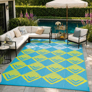 Lahome front view of 8x10 outdoor rug showing full pattern and placement benefit