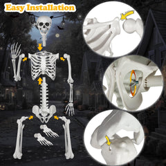 LaLamona skeleton staged in garden creating spooky yard atmosphere