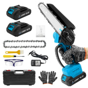 lambgear front view of packaged chainsaw showing compact design and portability