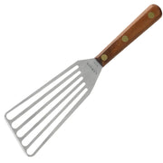 Lamson spatula front view showing left-hand offset and full blade benefit