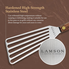 Lamson walnut handle detail with brass rivets showing comfortable grip