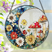 LAOWEIKI front view of mushroom suncatcher showing vibrant colors and home charm