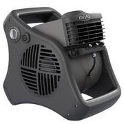 Lasko front view of 15-inch misting blower fan showing compact design and quick cooling