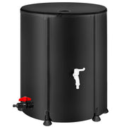 Laspeiraux front view of rain barrel showing capacity and setup benefits