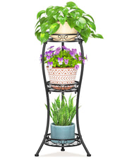 LASZOLA front view corner plant stand showing vertical display and space saving
