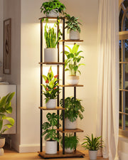 LASZOLA front view corner plant stand showing vertical display and space saving