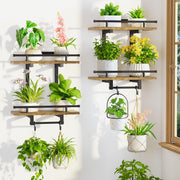 LASZOLA front view of double-tier brown shelf showing secure display