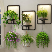LASZOLA front view of three black mounted shelves showcasing tidy plant display and space saving