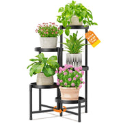 LASZOLA front view showing five tiers and sleek black finish for stylish display