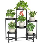LASZOLA front view tall plant stand showing six tiers and compact footprint