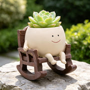 LAUGOKOBE front view rocking chair planter shows charm and compact size