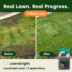 lawnbright sprayer attachment clipped to garden hose for instant use benefit
