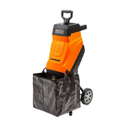LawnMaster FD1503 front view showing compact electric chipper and easy access controls