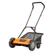 LawnMaster front angle view showing mower and clean cutting benefit