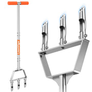 LawnVigor front view showing three-tine aerator for efficient plug removal