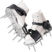LawnVigor front view showing assembled aerator shoes and straps for quick use