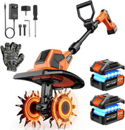 Lazenry front view orange tiller showing compact design and portability