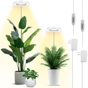 LBW front view of grow light showing compact full-spectrum head and benefits