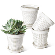 LE TAUCI front view of set of four arctic white pots, stylish decor benefit
